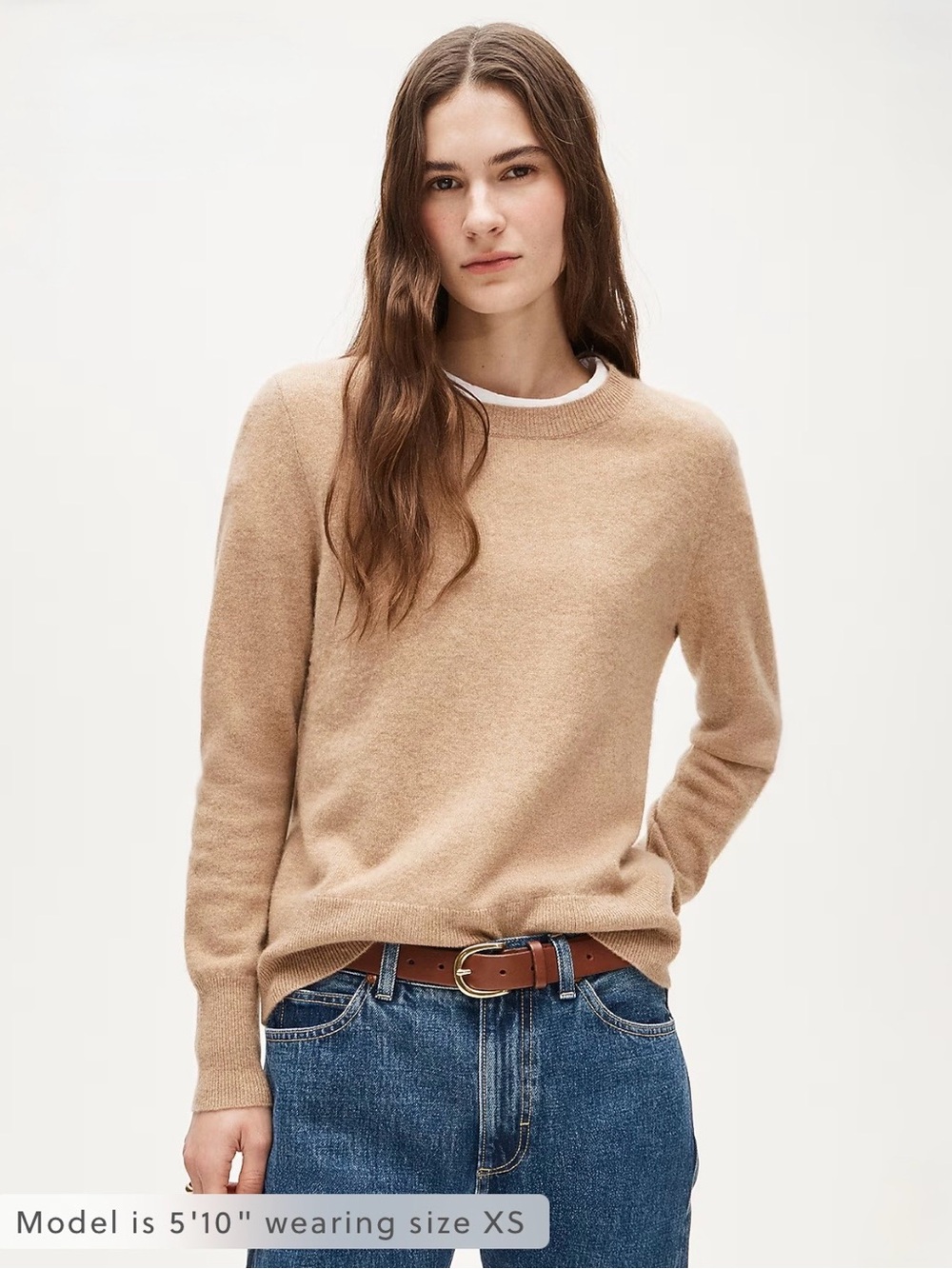 NWT! J. CREW Women's Cashmere classic-fit crewneck sweater heather camel medium